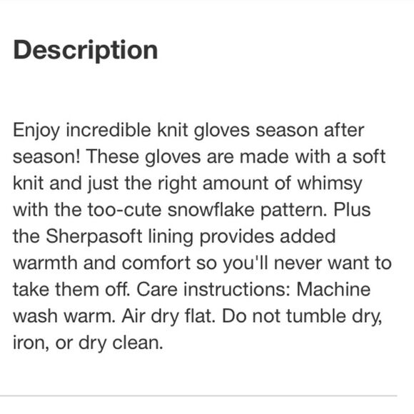 Isotoner Adult Snowflake Knit Gloves One Size Black NEW NWT - Picture 9 of 10